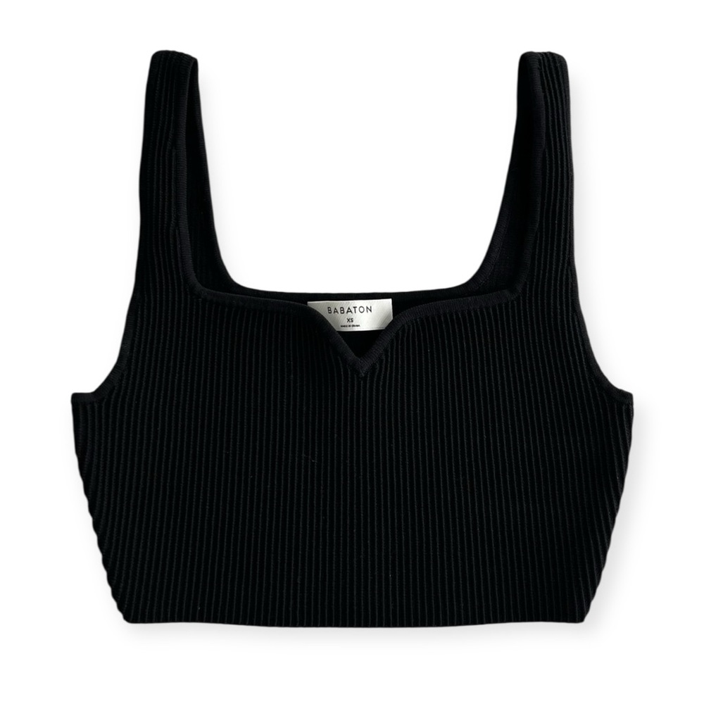 Babaton Black Ribbed Knit Top